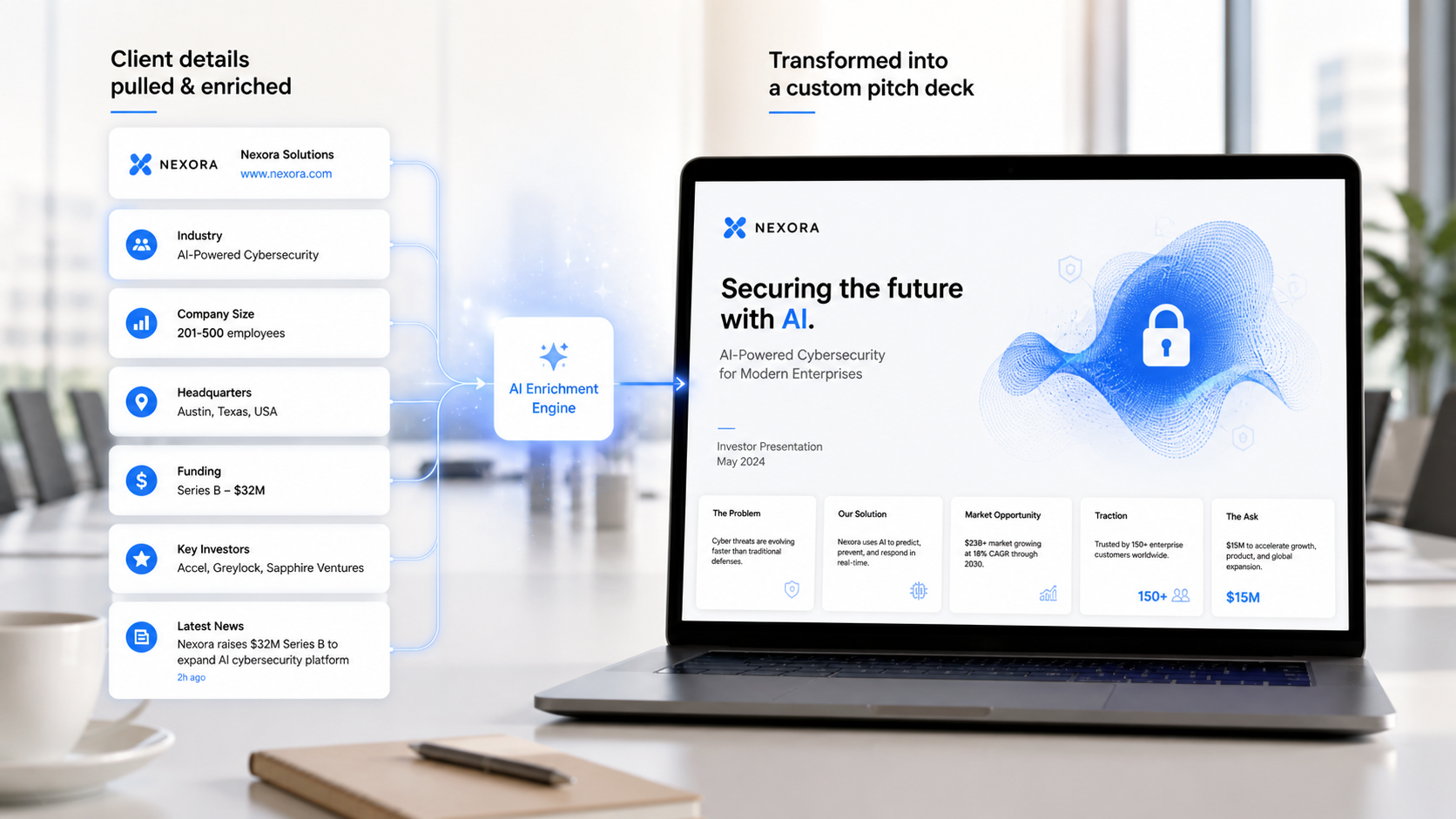 AI-powered pitch deck transformation