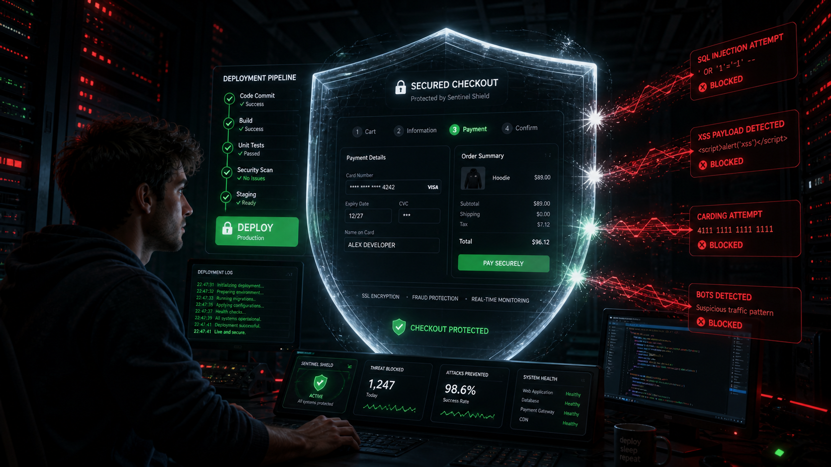 Deploying securely in a cyber defense hub