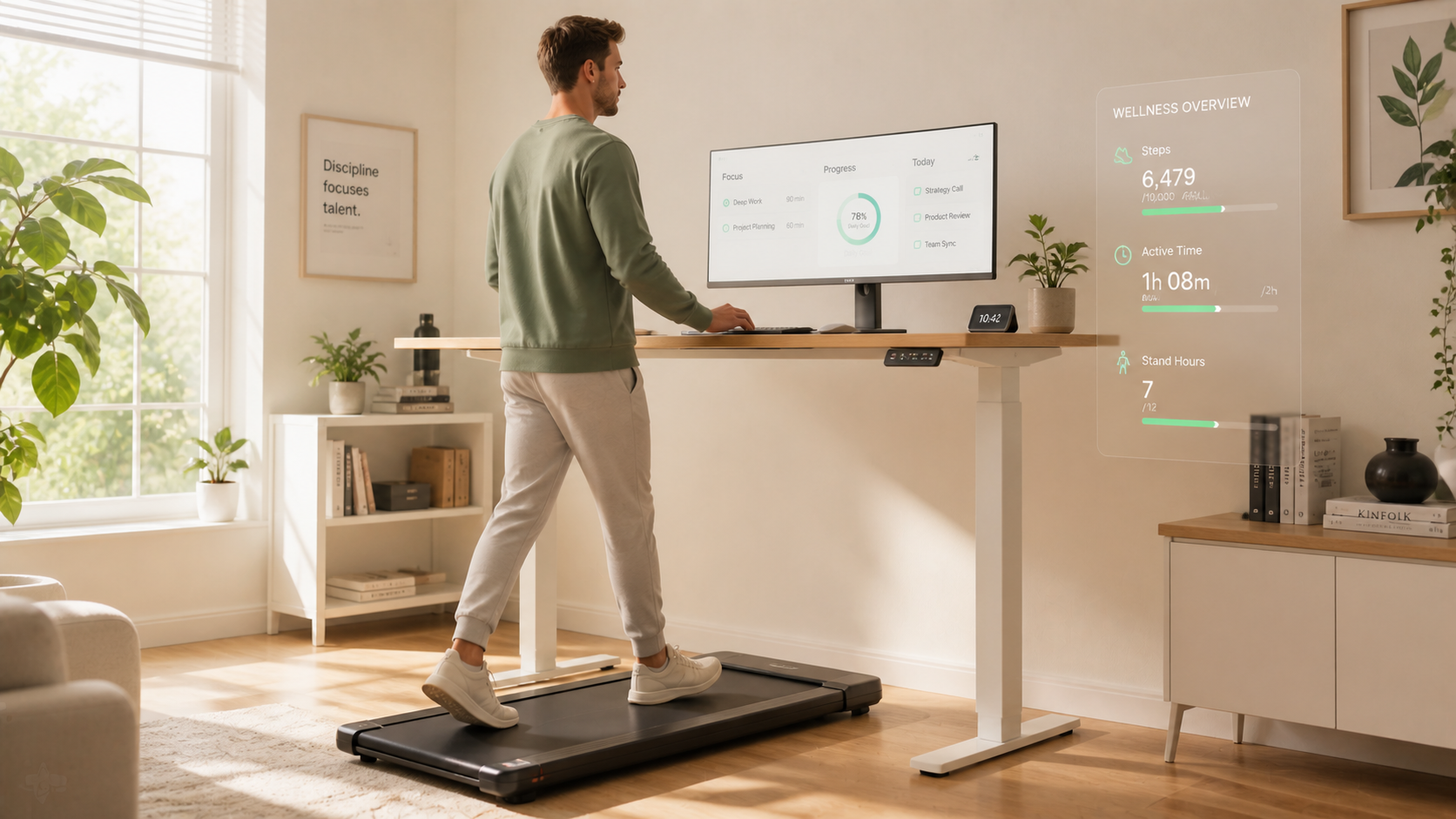 Modern home office with health focus